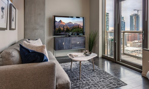 Living room with gorgeous city views